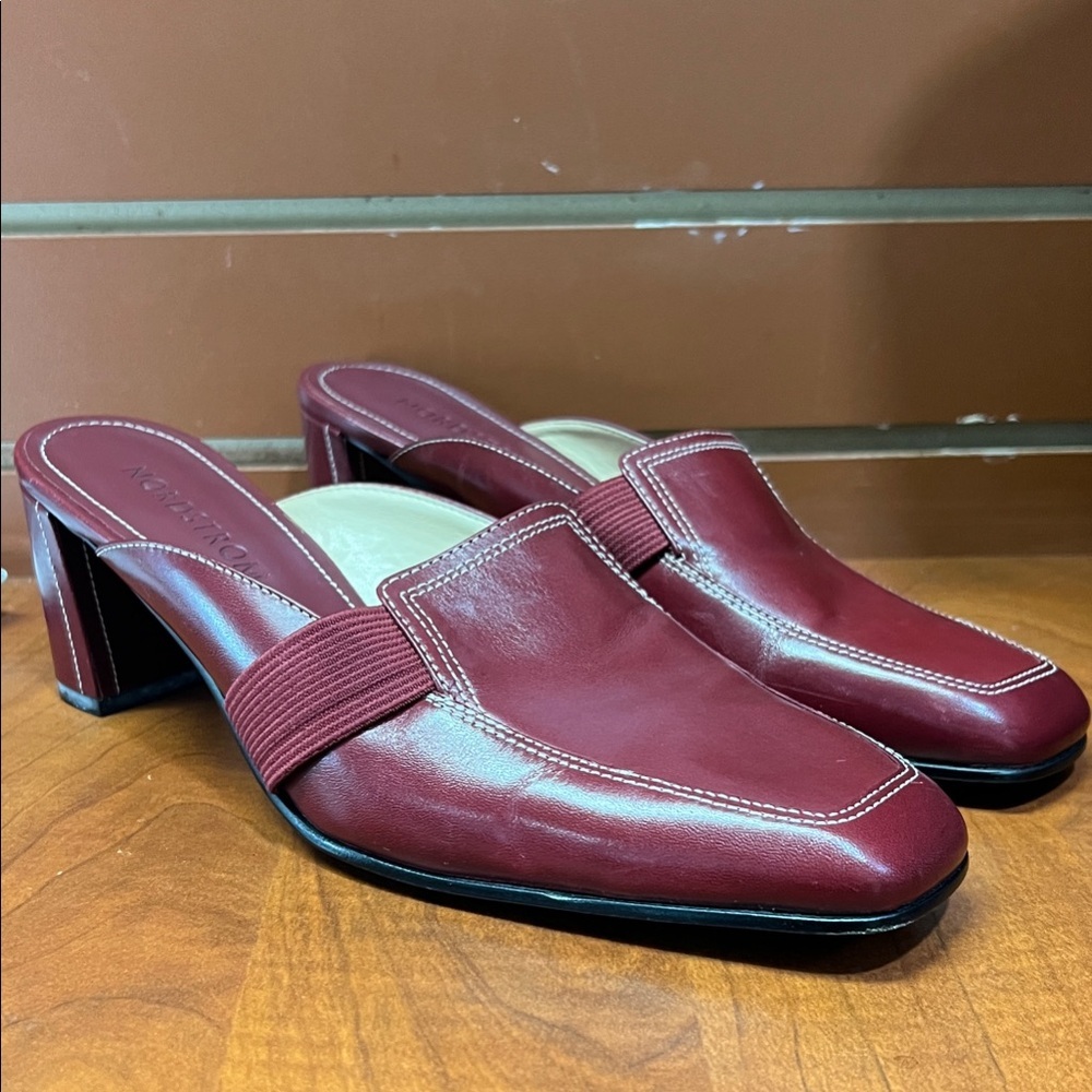 Nordstrom Burgundy Leather Mules - Picture 6 of 15